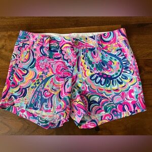Lilly Pulitzer Pink and Blue Patterned Women Shorts size 10